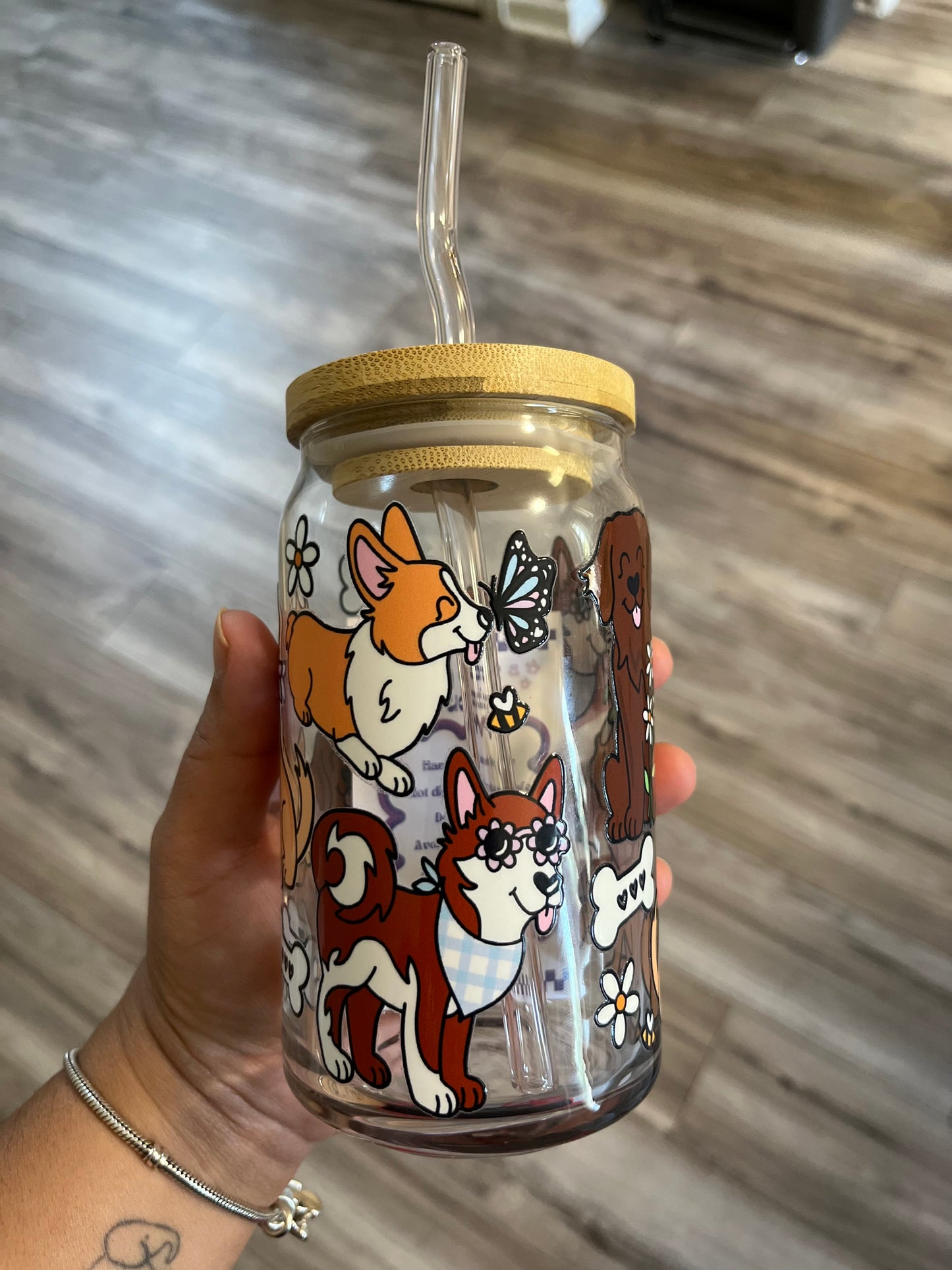 Dog Floral 16 oz Cup