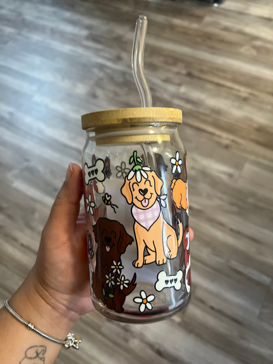 Dog Floral 16 oz Cup